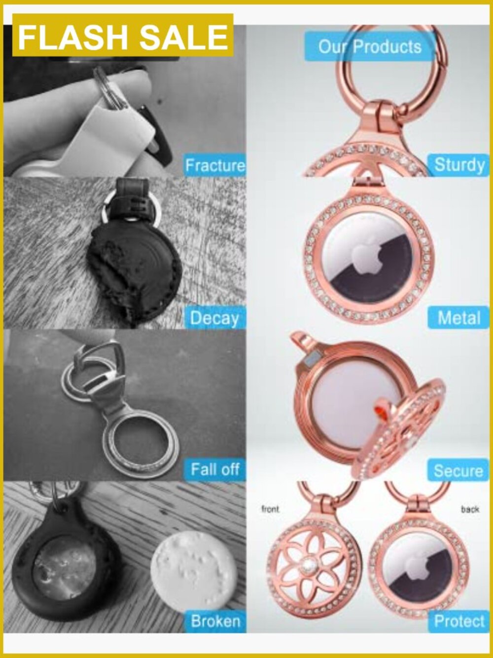 AirTag Necklace Badge Holder 29in Adjustable Alloy Metal Kids Adults - Picture 5 of 6